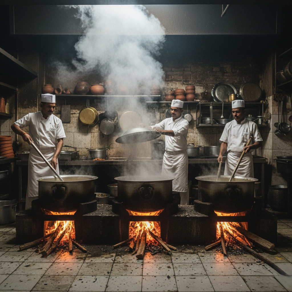 Seeraga Samba dum biryani being cooked at BBG Trichy