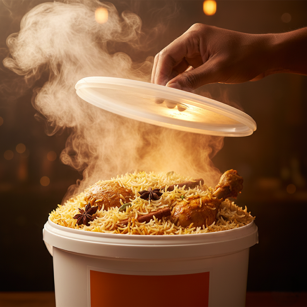 Family platter biryani meal spread